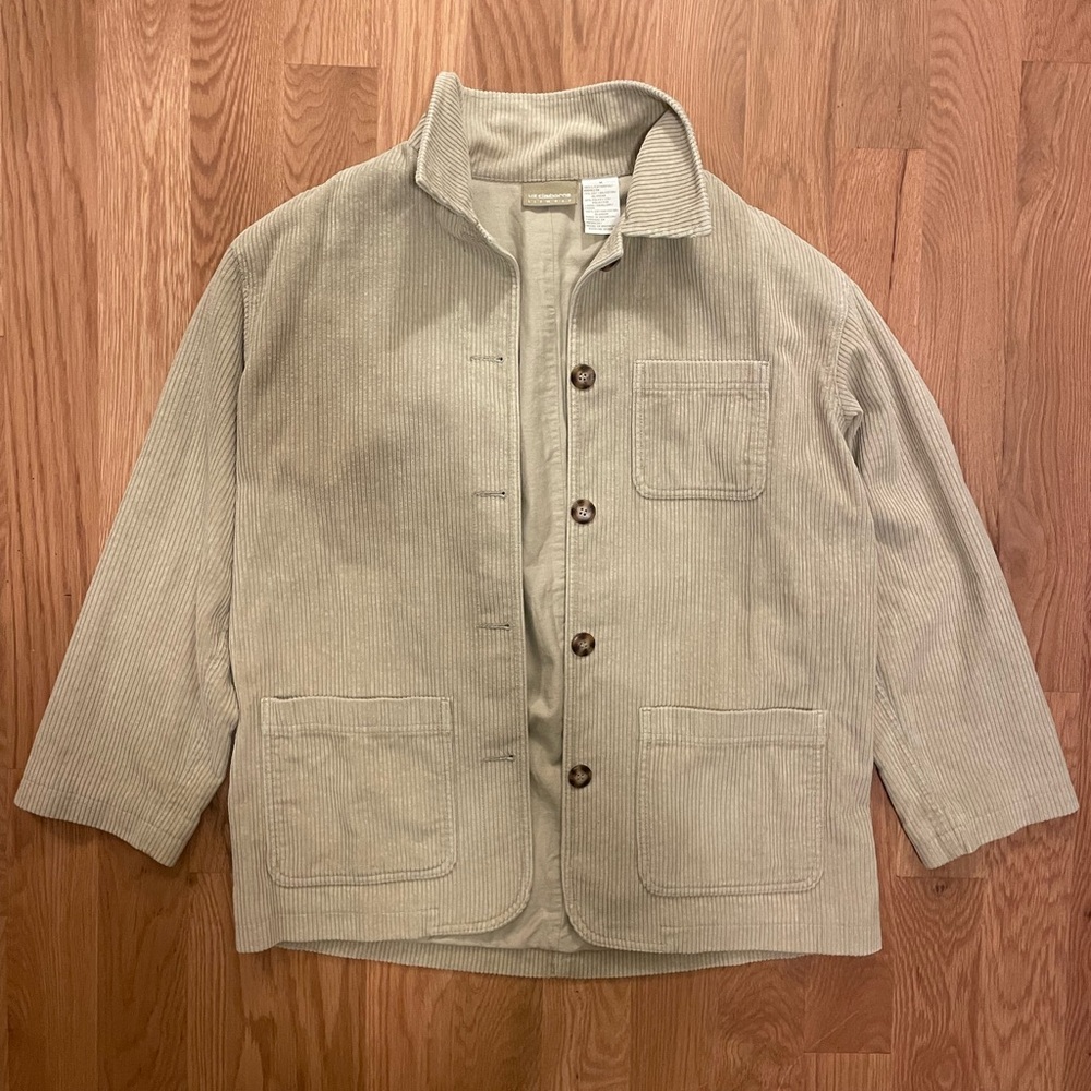 Liz Claiborne Beige Corduroy Button-Up Jacket